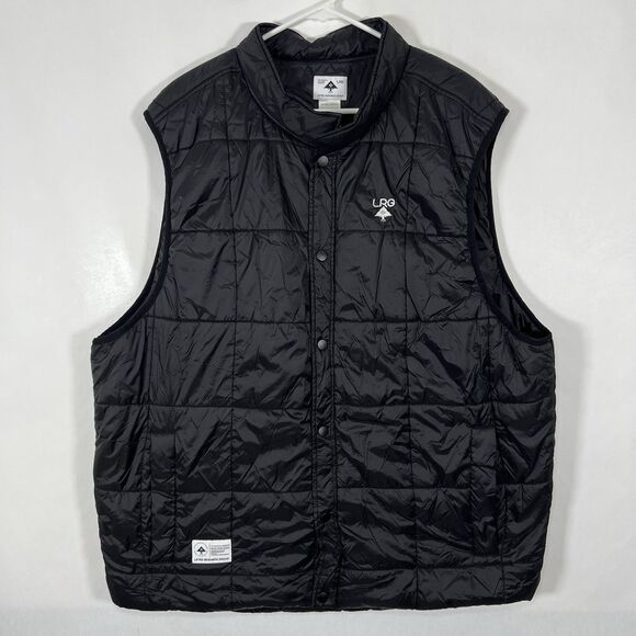 Lifted Research Group LRG Full Snap Puffer Vest Mens Size XXL 2XL Black Quilted - Picture 1 of 11